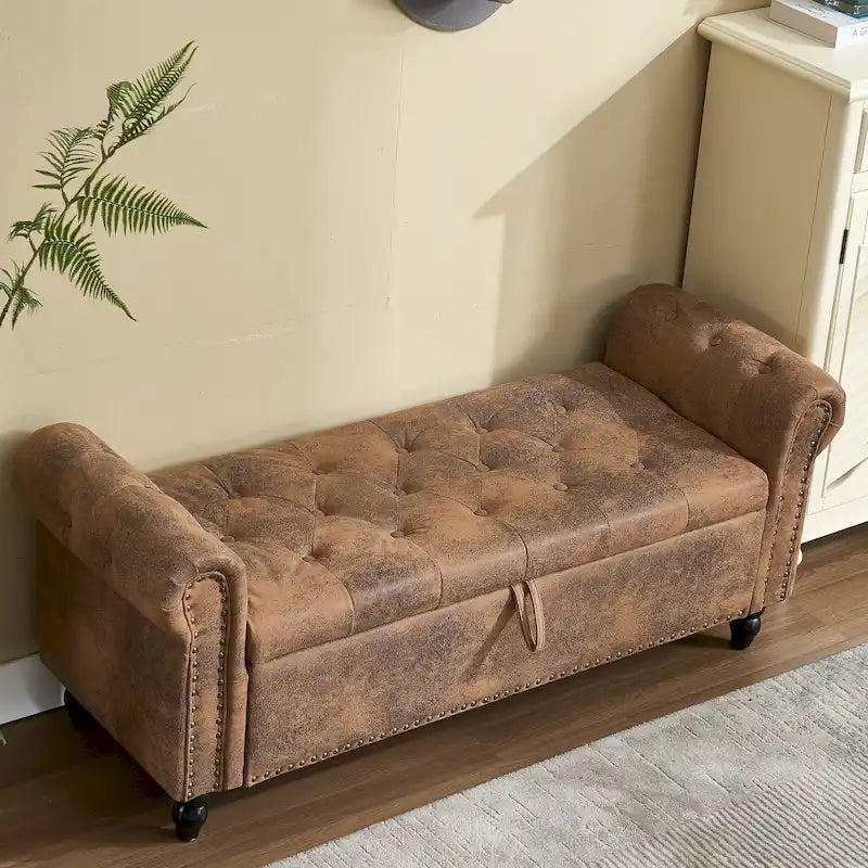 55.12 Banc de rangement ottoman en tissu rembourré