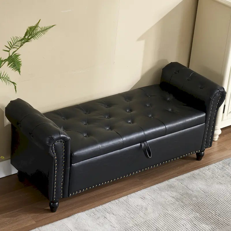 55.12 Banc de rangement ottoman en tissu rembourré
