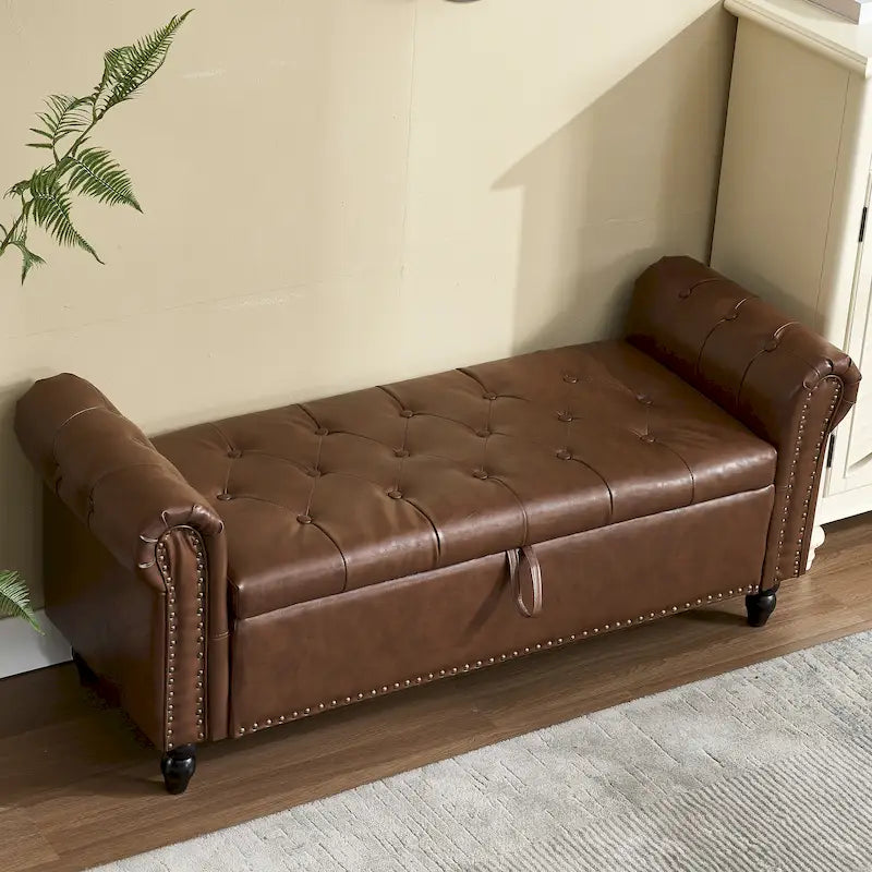 55.12 Banc de rangement ottoman en tissu rembourré