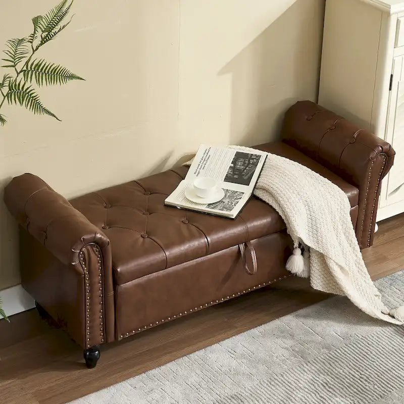 55.12 Banc de rangement ottoman en tissu rembourré