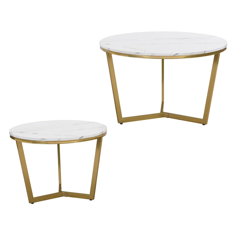 Tables basses gigognes rondes modernes (ensemble de deux pièces)