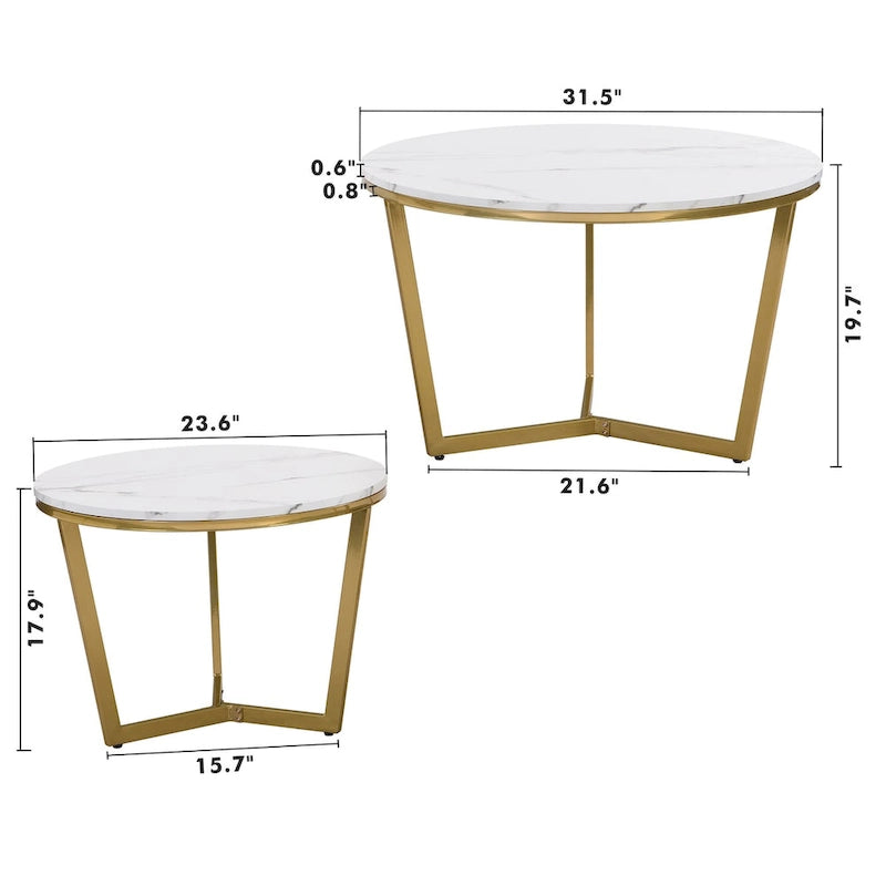 Tables basses gigognes rondes modernes (ensemble de deux pièces)